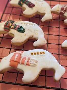 Hand Iced Personalised Polar Bear Biscuit Christmas Gift, 8 of 8