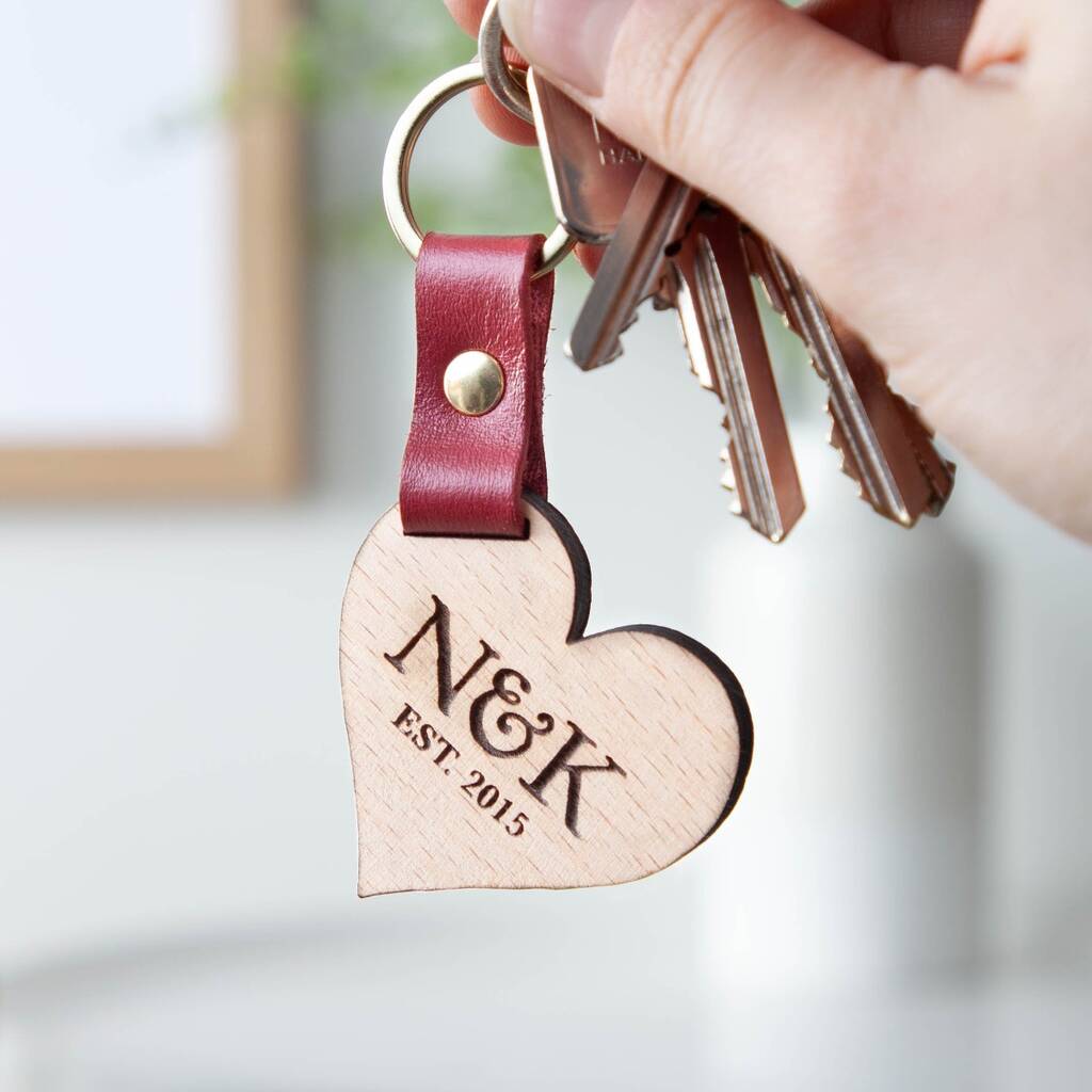 Engraved Initials Heart Shaped Keyring By No Ordinary Gift ...