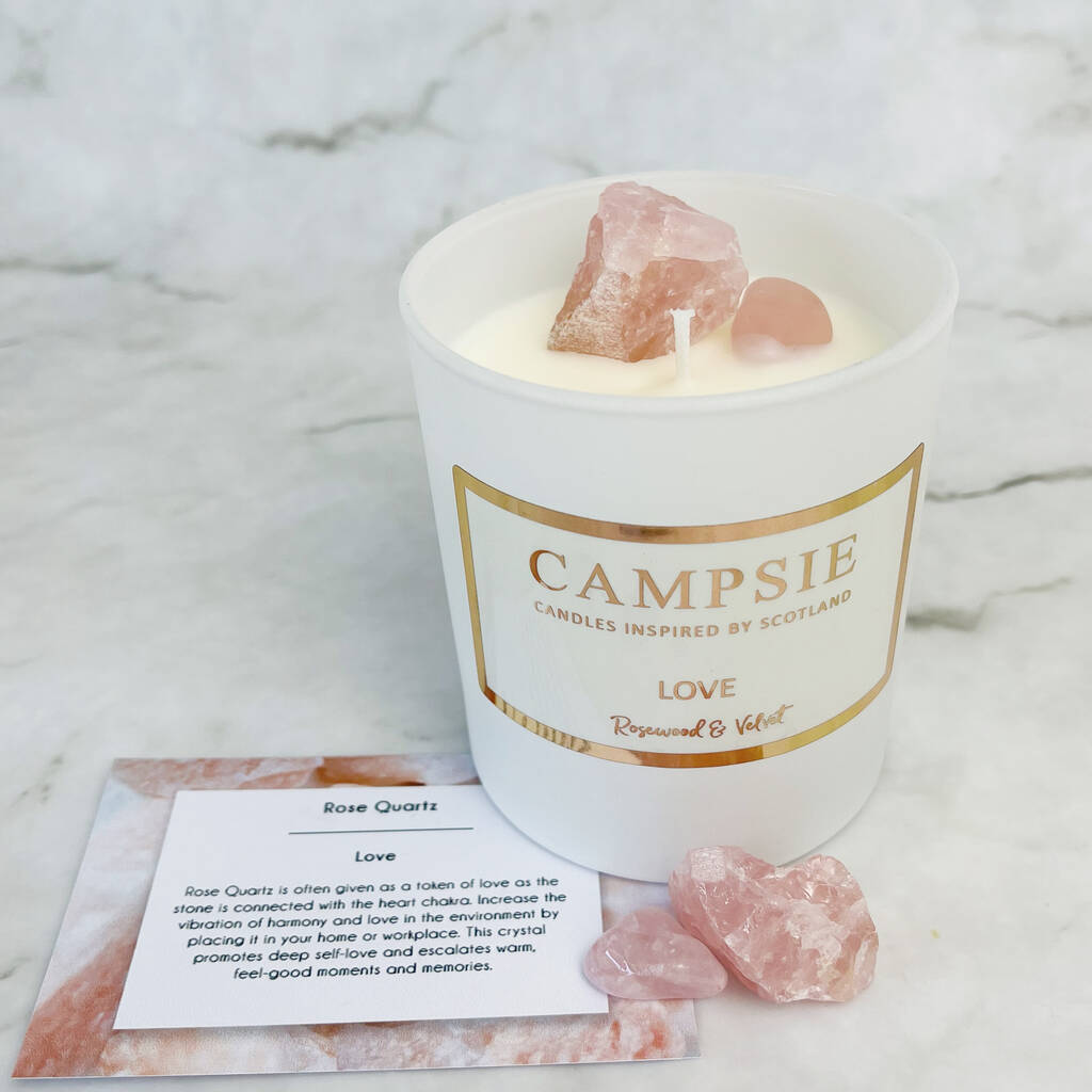 Rose Quartz | Love | Rosewood And Velvet Candle, 1 of 4