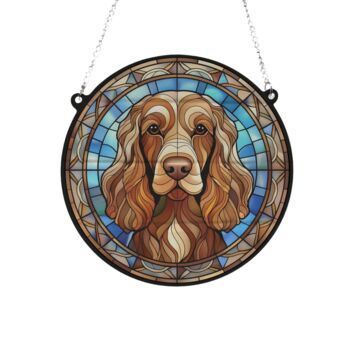 Cocker Working Brown Stained Glass Effect Suncatcher, 2 of 3