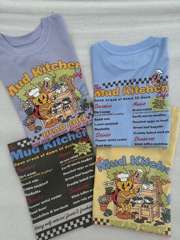 Mud Kitchen Kids T Shirt The Mud Kitchen Cafe Fun Retro Kids Top, 10 of 11