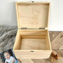 Personalised Born In 2026 Garland Engraved New Baby Keepsake Box Five Sizes 16cm | 20cm | 26cm | 30cm | 36cm, thumbnail 3 of 7