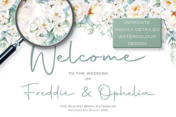 Wedding Welcome Board Pastel Green And White Florals, 3 of 7
