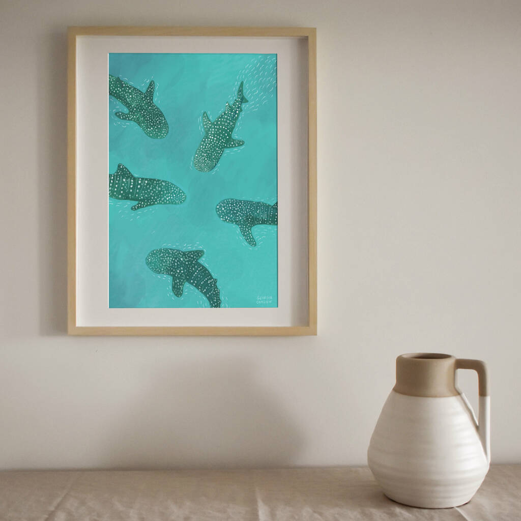 Whale Sharks Under The Sea Print By Growing Wilder by Georgia Camden