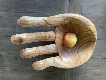 35cm Giant Hand Bowl – Handmade Teak Root Wooden Dish, 3 of 10