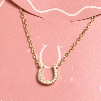 Horseshoe Pendant Carded Necklace In Gold Or Silver, 3 of 4