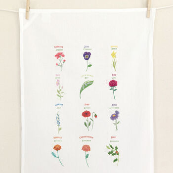 Painterly Birth Flowers Tea Towel, 2 of 3