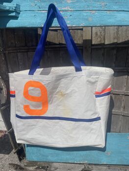 Blooper Large Upcycled Sailcloth Beach Bag, 4 of 6