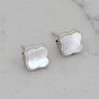 The Lucky Clover Mother Of Pearl Stud Earrings, Silver, thumbnail 1 of 6