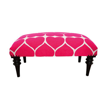 Fuchsia Heart Love Embroidered Upholstered Bench, 5 of 6