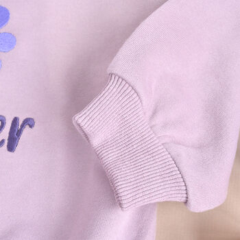 Personalised Mauve Sweatshirt Romper With Flower, 5 of 6
