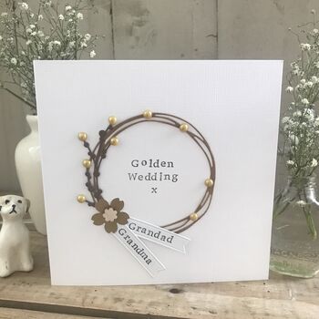 Personalised Golden Wedding Circle Card, 2 of 7