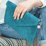 Personalised Suede Leather Envelope Clutch Bag, thumbnail 3 of 12