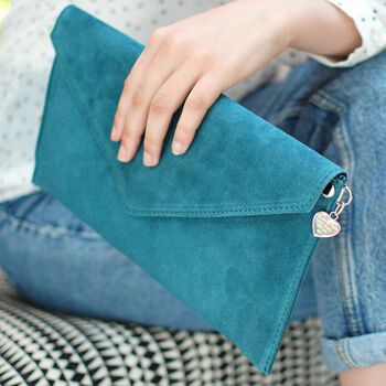 Personalised Suede Leather Envelope Clutch Bag, 2 of 12