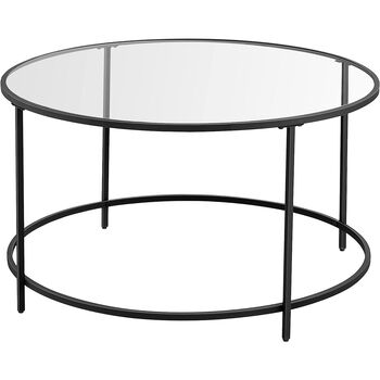 Round Coffee Table Glass Table With Steel Frame, 10 of 11