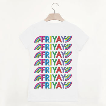 Friyay Women’s Rainbow Slogan T Shirt, 3 of 4