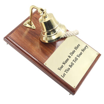 Personalised Ship Bell Rosewood Plaque Gift For Anniversary, 2 of 9