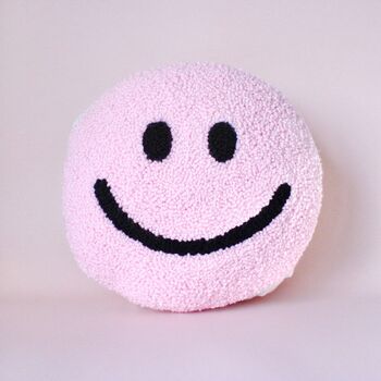 Strawberry Milkshake Smiley Punch Needle Cushion, 2 of 5