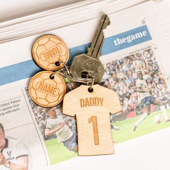 Personalised Football T Shirt Family Keyring, 2 of 3