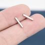 Tiny Bar Stud Earrings In Sterling Silver, thumbnail 7 of 11