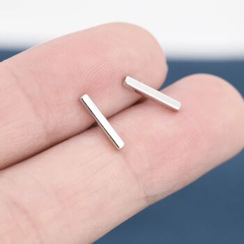 Tiny Bar Stud Earrings In Sterling Silver, 7 of 11