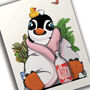 Penguin In Bath Towel, Funny Toilet Art, thumbnail 5 of 8