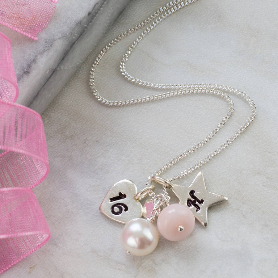personalised celebrate 16th birthday necklace by bish bosh becca 