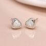 Sterling Silver White Opal Heart Stud Earrings, thumbnail 2 of 11