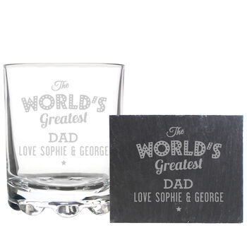 Personalised Whisky Glass And Slate Coaster Set, 6 of 6