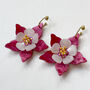 Fuschia Columbine Flower Statement Dangle Earrings, thumbnail 2 of 5