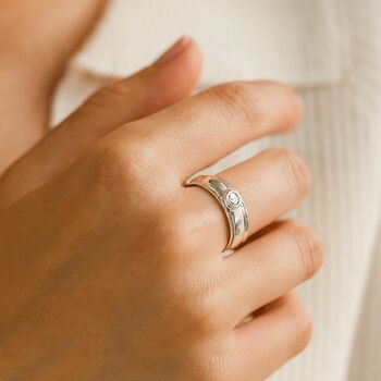 Personalised Sterling Silver Cubic Zirconia Spinner Ring – 6mm, 4 of 8
