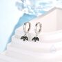 Sterling Silver Black Cz Marquise Crown Huggie Hoop Earrings, thumbnail 3 of 11