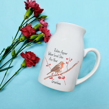 Personalised Robin Memorial Flower Vase, 2 of 8