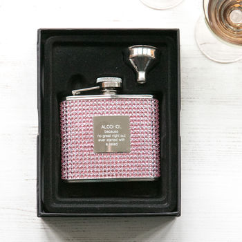 Personalised Pink Diamante Hip Flask With Funnel, 5 of 5