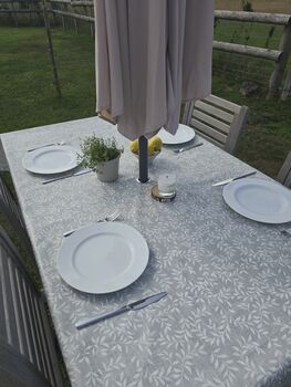 Olive Drift Outdoor Tablecloth With Parasol Hole, 2 of 6
