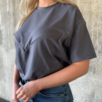 Women's Grey Breastfeeding Oversized T Shirt, 3 of 3