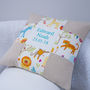 Jungle Name And Date Cushion, thumbnail 2 of 6