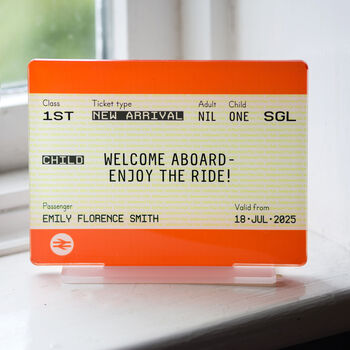 Personalised Train Ticket New Baby Gift, 3 of 4