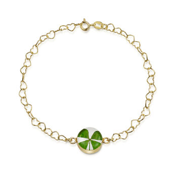 Real Flower Heart Chain 18ct Gold Plated Silver Bracelet – 11 Floral Styles, 4 of 12