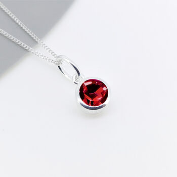 Personalised Sterling Silver July Ruby Birthstone Necklace, 3 of 10