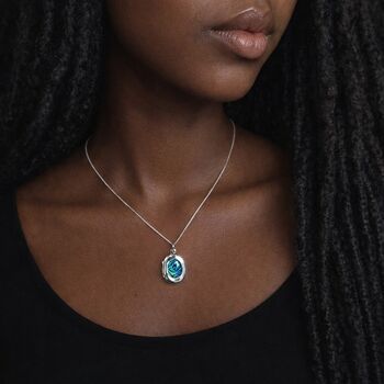 Personalised Sterling Silver Paua Shell Gemstone Locket Necklace With Photos, 2 of 8