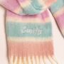 Personalised Pastel Stripe White Winter Scarf, thumbnail 2 of 4