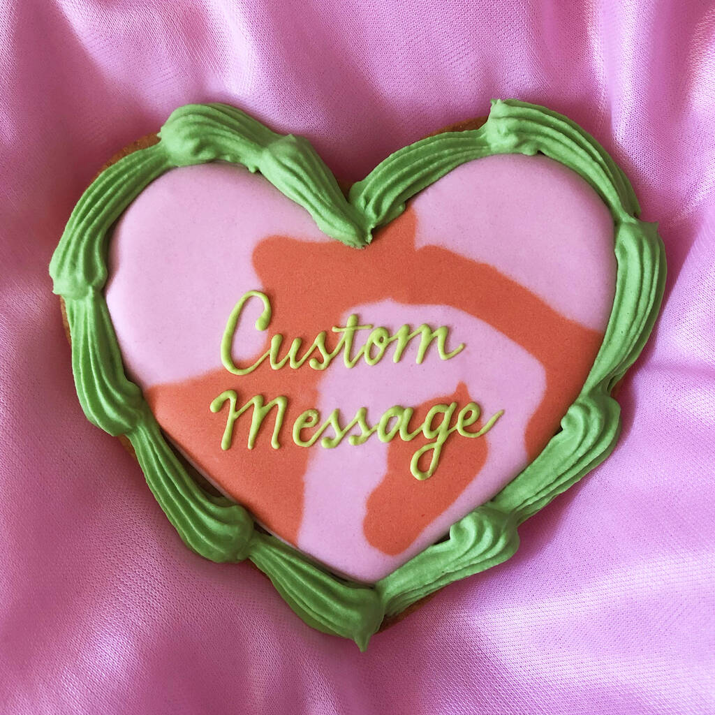 Personalised Retro Heart Iced Biscuit In Tutti Frutti, 1 of 3