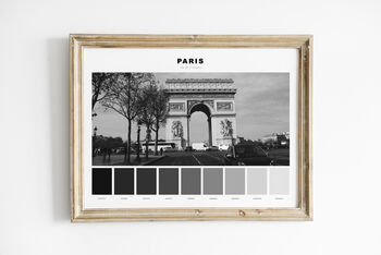 Arch De Triomphe B And W, Paris, Colour Palette Print, 2 of 3