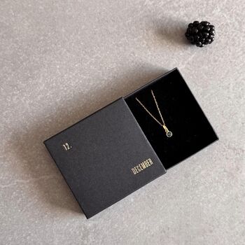December Birthstone Blue Zircon Gold Plated Necklace, 7 of 10
