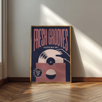Vinyl Record Print | Fresh Grooves | Music Inspired Wall Art | Retro Mid Century Poster, 3 of 11