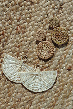 Rattan Round Woven Earrings, 3 of 4