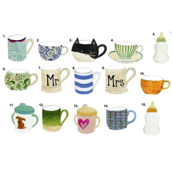 Personalised Illustrated Family Cups And Mugs Art Print, 3 of 9