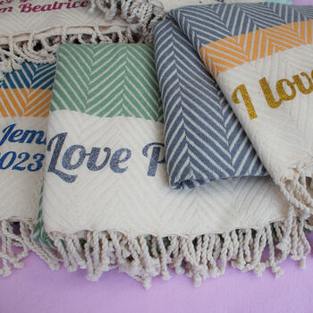 Personalised Cotton Throw, Wedding Anniversary Gift, 2 of 11