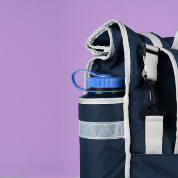 Eco Navy Blue Rolltop Backpack Pannier Bag, 2 of 8